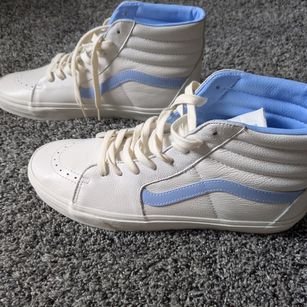 Vans Cream and Light Blue High-Tops